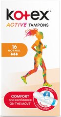 KOTEX ACTIVE NORMAL -tamponit, 16kpl hinta ja tiedot | Tamponit ja terveyssiteet | hobbyhall.fi