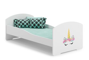 Sänky ADRK Furniture Pepe Unicorn, 160x80 cm, valkoinen hinta ja tiedot | Lastensängyt | hobbyhall.fi