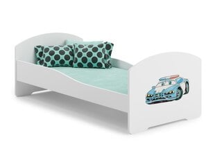 Sänky ADRK Furniture Pepe Police Car, 160x80 cm, valkoinen hinta ja tiedot | Lastensängyt | hobbyhall.fi