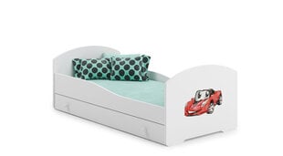 Sänky ADRK Furniture Pepe Red Car, 140x70 cm, valkoinen hinta ja tiedot | Lastensängyt | hobbyhall.fi