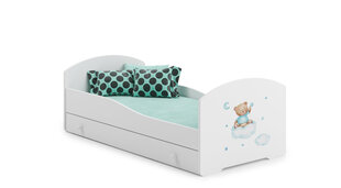 Sänky ADRK Furniture Pepe Teddy Bear ja Cloud, 140x70 cm, valkoinen hinta ja tiedot | Lastensängyt | hobbyhall.fi