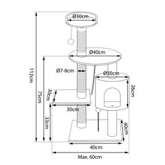 Lionto raapimispuu, ruskea, 112 cm hinta ja tiedot | Raapimispuut ja kiipeilypuut | hobbyhall.fi