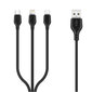 XO-kaapeli NB103 3in1 USB - Lightning + USB-C + microUSB 1.0 m 2.1A, musta hinta ja tiedot | Puhelinkaapelit | hobbyhall.fi