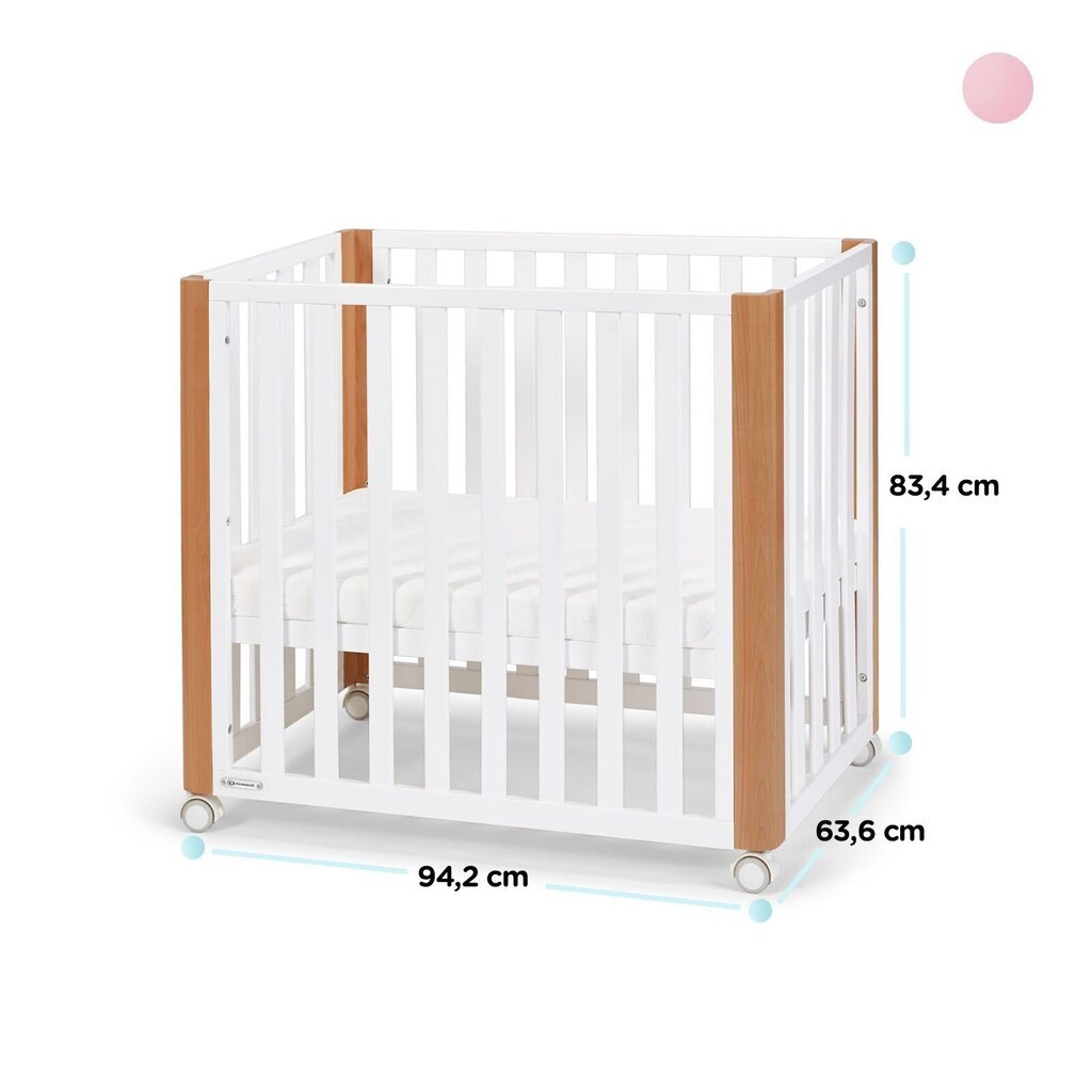 Vauvansänky Kinderkraft Koya 60x90 cm patjalla 4in1, valkoinen hinta ja tiedot | Pinnasängyt | hobbyhall.fi