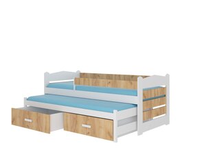 Adrk Furniture Tiarro Lastensänky 90x200 cm sivusuojalla valkoinen/ruskea hinta ja tiedot | Lastensängyt | hobbyhall.fi