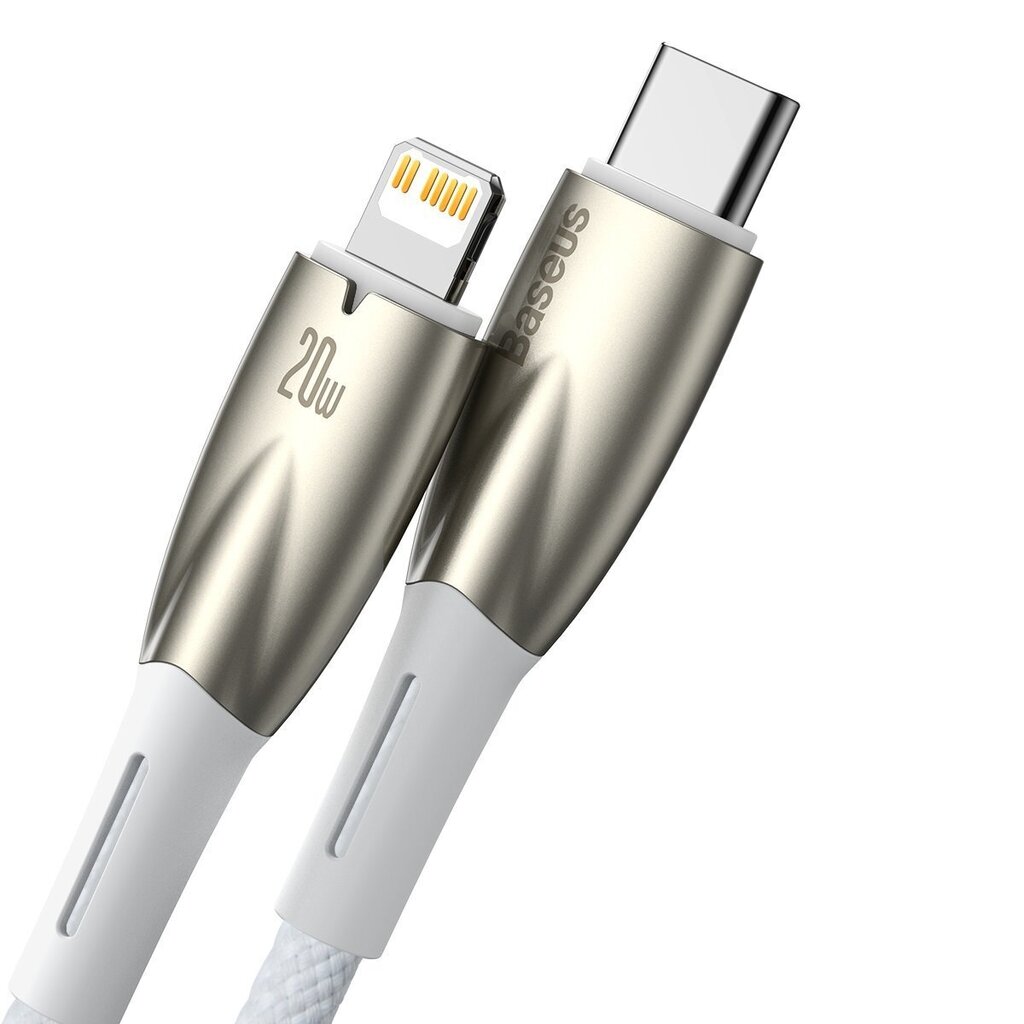 Baseus Glimmer Series USB-C - Lightning 480Mb/s PD 20W 1m valkoinen hinta ja tiedot | Puhelinkaapelit | hobbyhall.fi