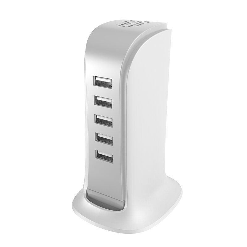 Dudao laturi 5x USB sisäänrakennetulla virtajohdolla EU valkoinen (A5EU) hinta ja tiedot | Puhelimen laturit | hobbyhall.fi