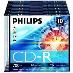 Philips CD-R 80, 700 Mt, SLIM CASE 10 hinta ja tiedot | Vinyylilevyt, CD-levyt, DVD-levyt | hobbyhall.fi