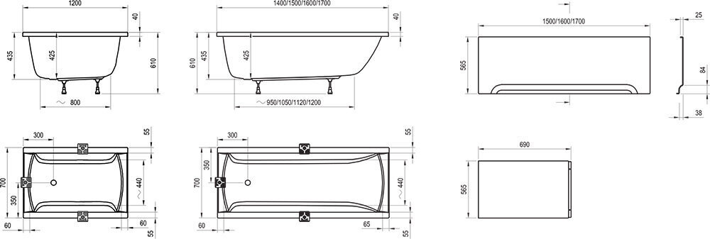 Kylpyamme CLASSIC 170x70 N lumivalkoinen hinta ja tiedot | Kylpyammeet | hobbyhall.fi