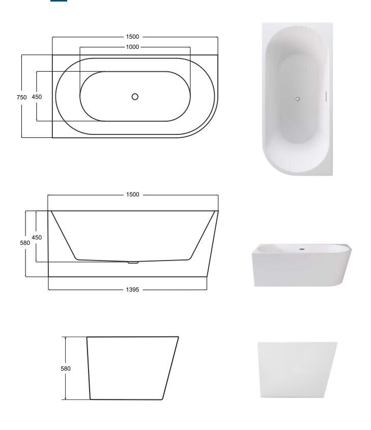 Besco Zoya 150 Kylpyamme sifonilla hinta ja tiedot | Kylpyammeet | hobbyhall.fi