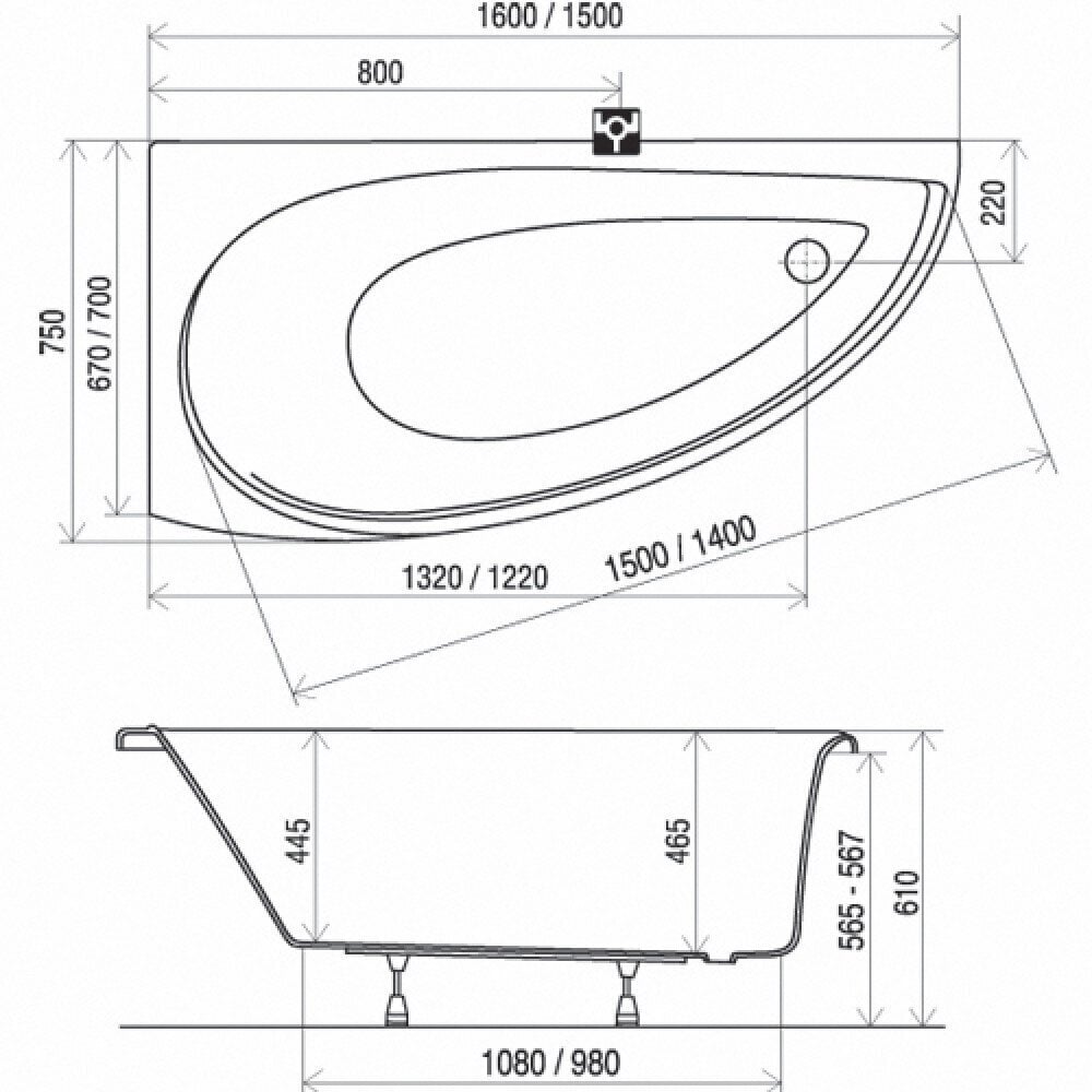 Akryylikylpy Avocado 160x75L lumivalkoinen hinta ja tiedot | Kylpyammeet | hobbyhall.fi