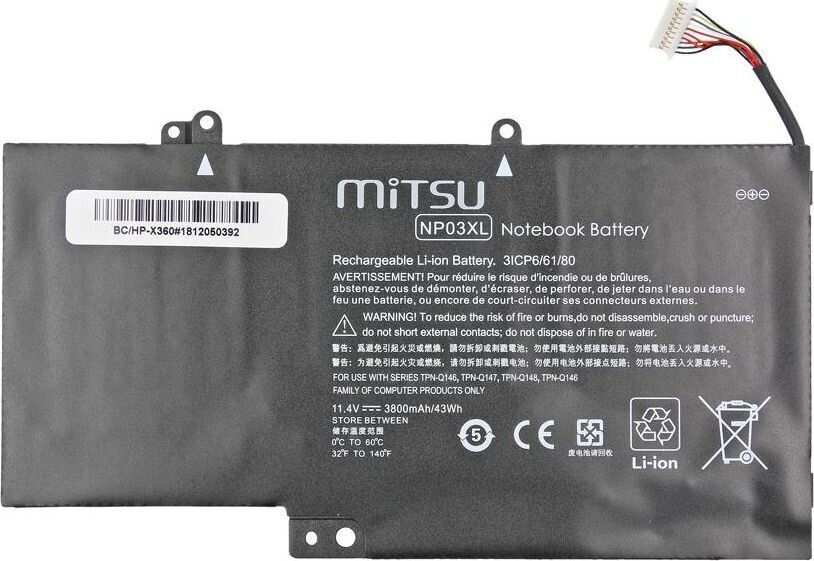 Mitsu BC/HP-X360 hinta ja tiedot | Kannettavien tietokoneiden akut | hobbyhall.fi