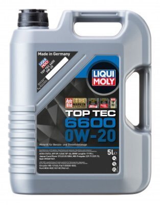 Liqui Moly moottoriöljy Top Tec 6600 0W20 C5/C6 5 litraa hinta ja tiedot | Moottoriöljyt | hobbyhall.fi
