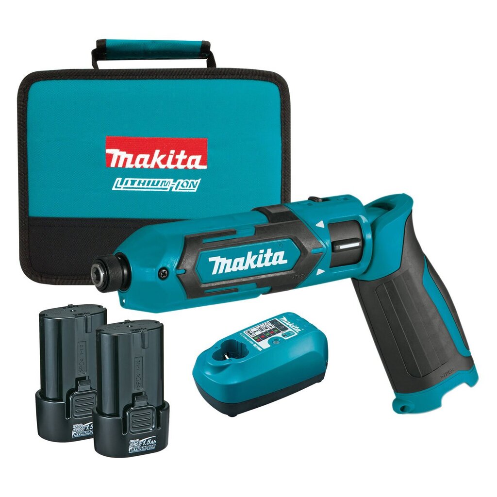 Makita TD022DSE power wrench 1/4" 2450 RPM 25 N⋅m Black, Blue 7.2 V hinta ja tiedot | Akkuporakoneet ja ruuvinvääntimet | hobbyhall.fi