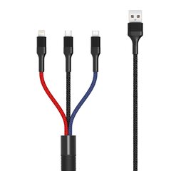 XO 3in1, USB - Lightning + USB-C + microUSB, 1.2 m hinta ja tiedot | Puhelinkaapelit | hobbyhall.fi
