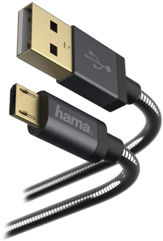 Hama 001736250000, microUSB-USB A, 1,5 m hinta ja tiedot | Puhelinkaapelit | hobbyhall.fi