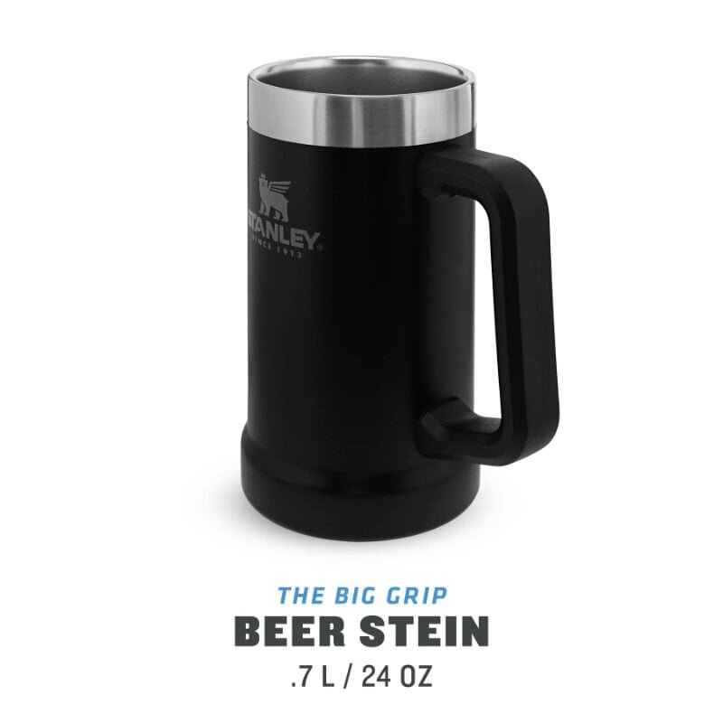 Adventure The Big Grip Beer Stein -olutmuki, 0,7 l, mattamusta hinta ja tiedot | Termoskannut ja termosmukit | hobbyhall.fi