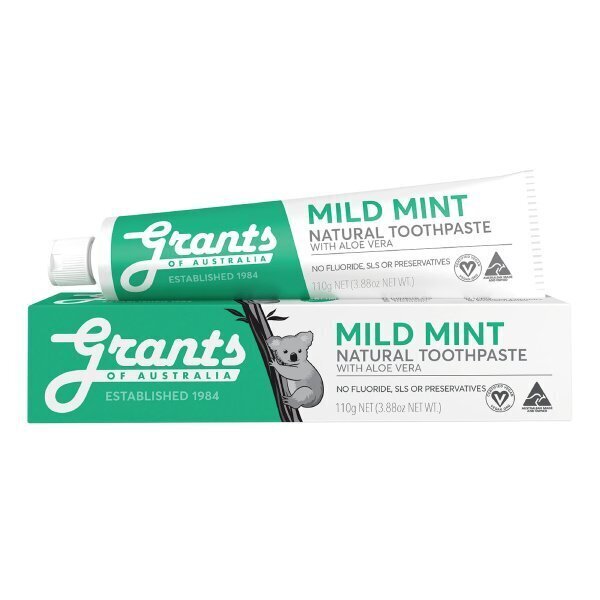 Grants of Australia Mild Mint Natural rauhoittava fluoriton hammastahna aloe veralla, 110g hinta ja tiedot | Suuhygienia | hobbyhall.fi