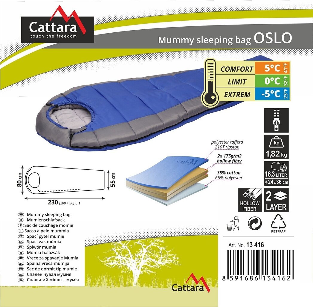 Makuupussi Cattara Oslo -5 °C hinta ja tiedot | Makuupussit | hobbyhall.fi