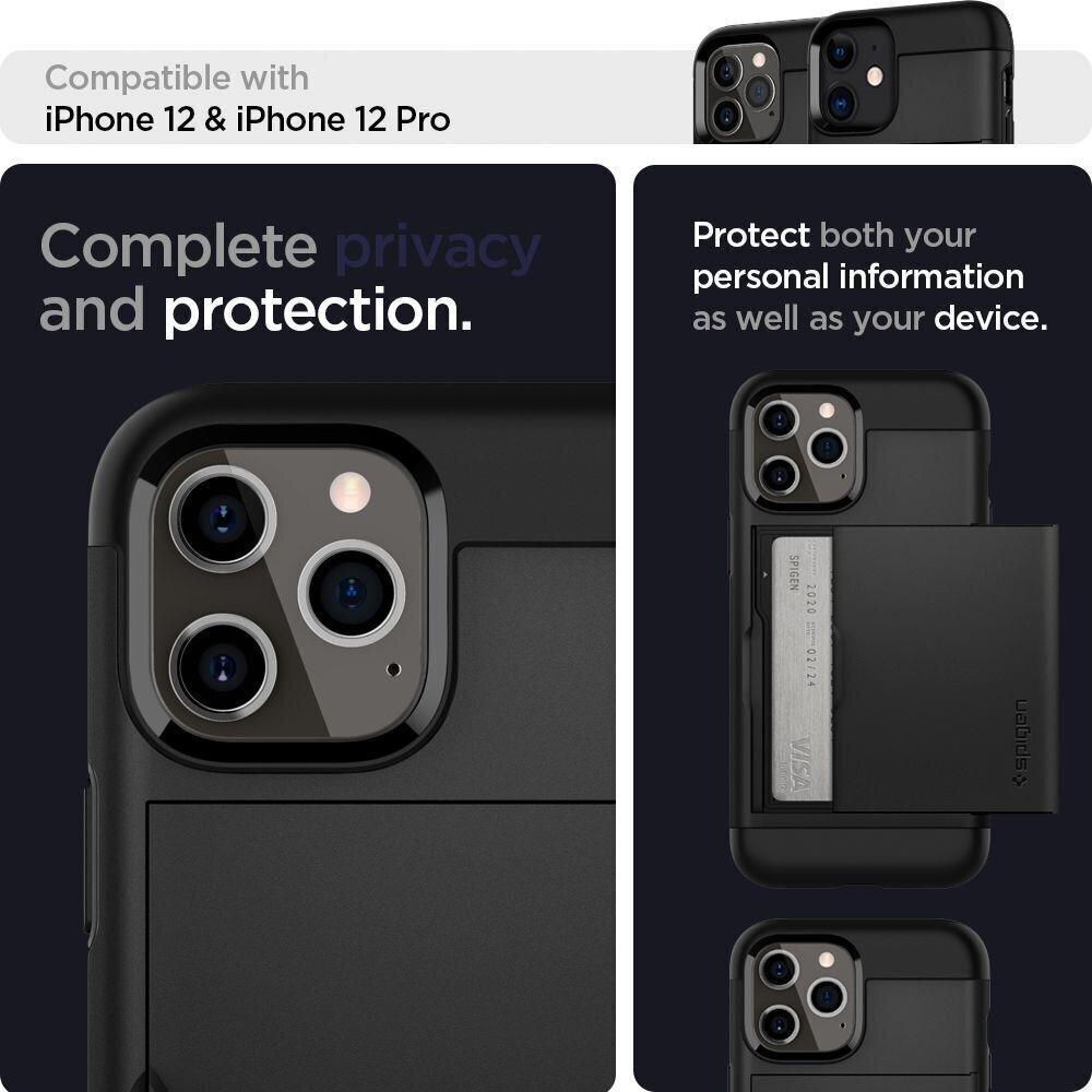 iPhone 12/12 Pro:n suojakotelo, Spigen Slim Armor CS -kortinkotelo, musta hinta ja tiedot | Puhelimen kuoret ja kotelot | hobbyhall.fi