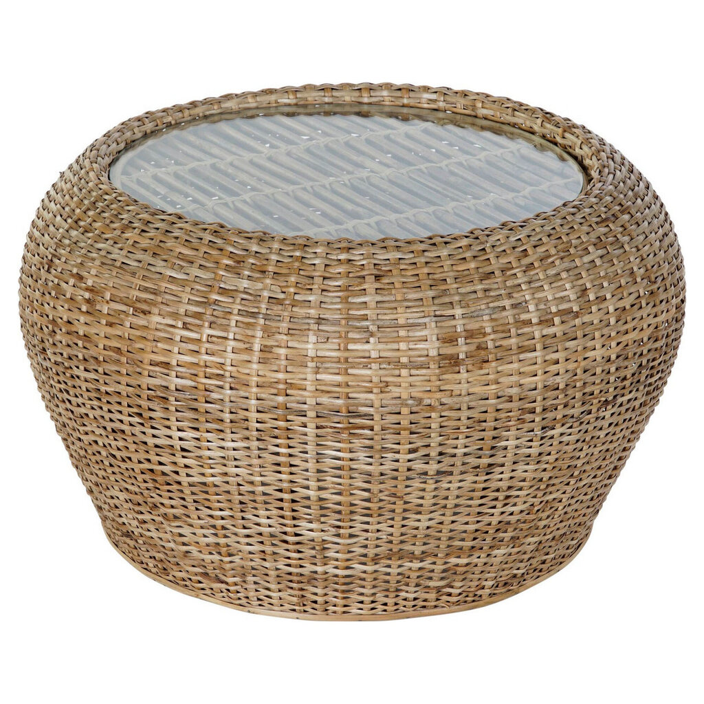 DKD Home Decor Sohvapöytä, lasi/rottinki, (82 x 82 x 48 cm) hinta ja tiedot | Sohvapöydät | hobbyhall.fi