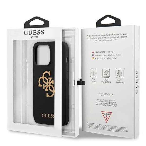 Guess GUHCP13XLS4GGBK iPhone 13 Pro Max 6.7 "black / black hard Silicone 4G Logo hinta ja tiedot | Puhelimen kuoret ja kotelot | hobbyhall.fi