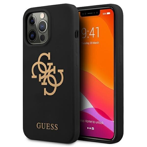 Guess GUHCP13XLS4GGBK iPhone 13 Pro Max 6.7 "black / black hard Silicone 4G Logo hinta ja tiedot | Puhelimen kuoret ja kotelot | hobbyhall.fi