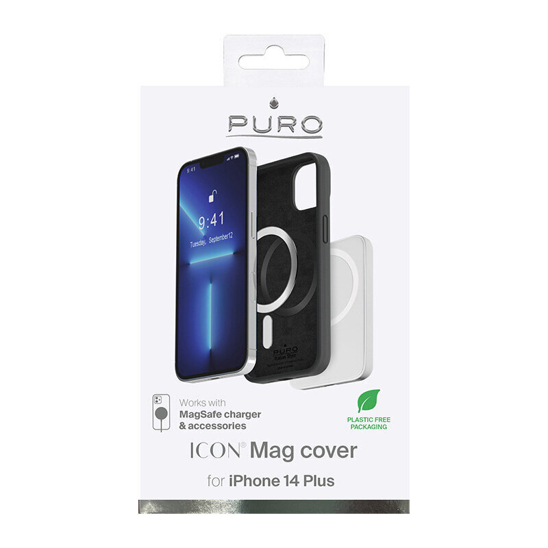 Puro Icon Mag, iPhone 14 Max, musta / IPC1467ICONMAGBLK hinta ja tiedot | Puhelimen kuoret ja kotelot | hobbyhall.fi