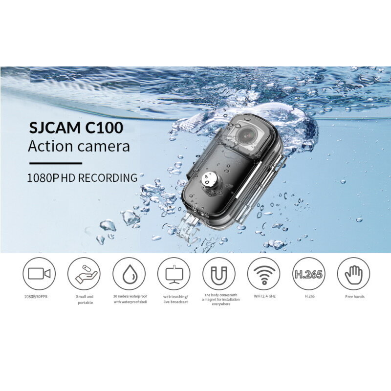 SJCam C100 Mini HD Action Thumb kamera, vedenpitävä (30 m), magneettinen runko, Wi-Fi, live-tila, violetti hinta ja tiedot | Action-kamerat | hobbyhall.fi