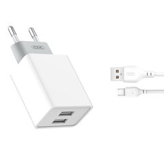 XO-seinälaturi L65 2x USB 2.4A valkoinen + microUSB-kaapeli hinta ja tiedot | Puhelimen laturit | hobbyhall.fi