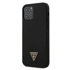 Puhelinkotelo Guess Apple iPhone 12/12 Pro 6.1'' Metal Triangle Silicone Cover Black hinta ja tiedot | Puhelimen kuoret ja kotelot | hobbyhall.fi