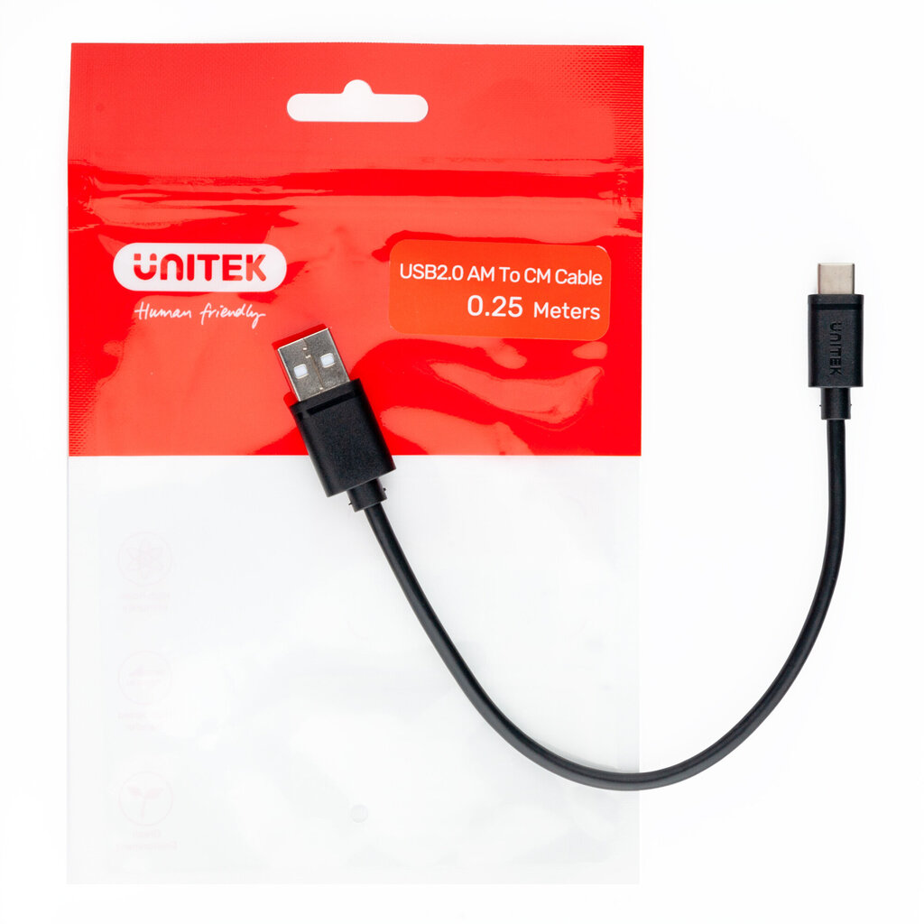 Unitek Y-C480BK, USB-A / USB-C, 25 cm hinta ja tiedot | Kaapelit ja adapterit | hobbyhall.fi