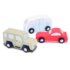 Puuautojen sarja (3 kpl), New Classic Toys 11932 hinta ja tiedot | Poikien lelut | hobbyhall.fi