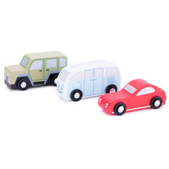 Puuautojen sarja (3 kpl), New Classic Toys 11932 hinta ja tiedot | Poikien lelut | hobbyhall.fi