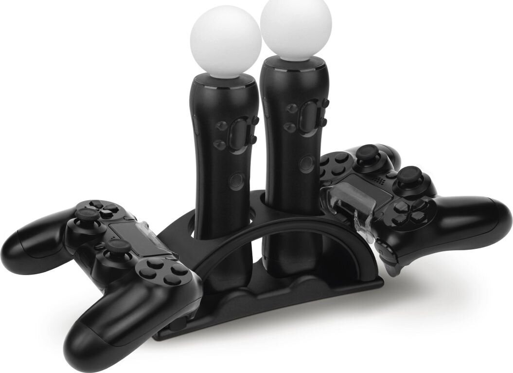 Hama PS VR -ohjaimen latausasema 4-Way - musta (PS4, PS VR) hinta ja tiedot | Ohjaimet ja lisätarvikkeet | hobbyhall.fi