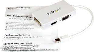 Sovitin StarTech MDP2VGDVHDW Mini DisplayPort VGA/DVI/HDMI:ksi (Mini DisplayPort) hinta ja tiedot | Adapterit | hobbyhall.fi
