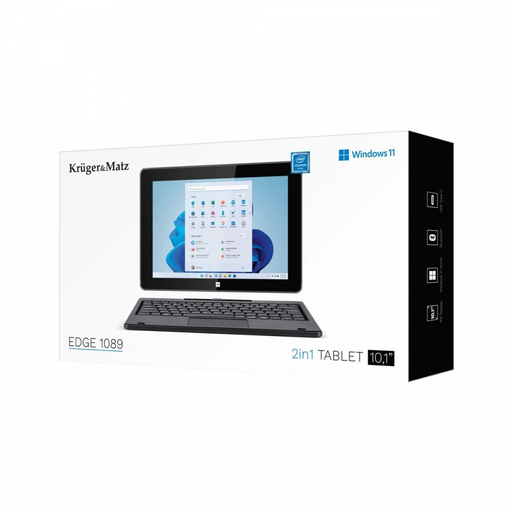 Kruger & Matz PC Tab 2in 1 EDGE 1089 Intel Celeron 10,1’’ 1280 x 800 Intel UHD Graphics 600 Windows 11 Pro hinta ja tiedot | Kannettavat tietokoneet | hobbyhall.fi