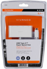 Vivanco USB-keskitin 4-porttinen USB-C Super Speed, 45384 hinta ja tiedot | Vivanco Tietokoneet ja pelaaminen | hobbyhall.fi