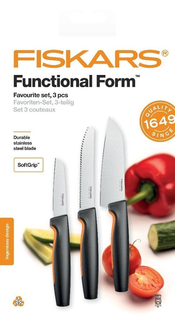 Fiskars Functional Form veitsisetti, 3 osaa hinta ja tiedot | Veitset ja tarvikkeet | hobbyhall.fi
