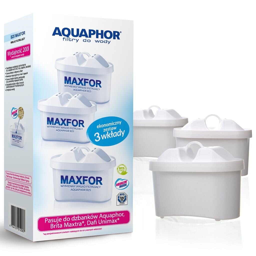 Vedensuodatin Aquaphor suodatinpatruuna B100-25 Maxfor x 3 hinta ja tiedot | Veden suodatinkannut ja suodattimet | hobbyhall.fi