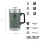 Kahvitermos The Stay-Hot French Press 1,4L vihreä hinta ja tiedot | Termoskannut ja termosmukit | hobbyhall.fi