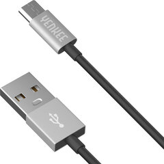 YENKEE, 2.0 USB A - micro USB (USB B), 480 Mbps, 2.1A, 1m, alumiini, harmaa/musta hinta ja tiedot | Puhelinkaapelit | hobbyhall.fi