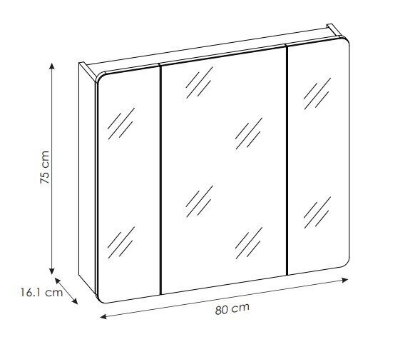 Kylpyhuoneen peilikaappi 80x75x16 cm ARUBA hinta ja tiedot | Kylpyhuonekaapit | hobbyhall.fi