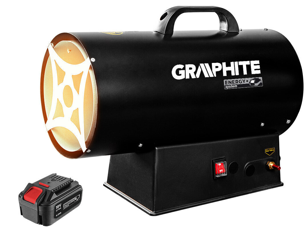 Kaasulämmitin paristolla GRAPHITE 58GE101 30KW, 18V, ilman akkua hinta ja tiedot | Lämmittimet | hobbyhall.fi