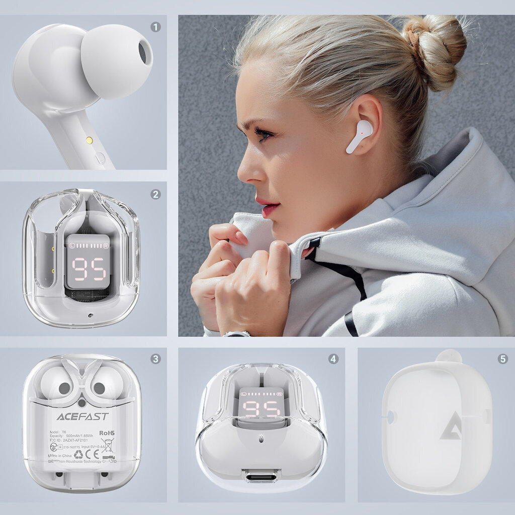 Acefast In-Ear TWS Bluetooth Grey hinta ja tiedot | Kuulokkeet | hobbyhall.fi