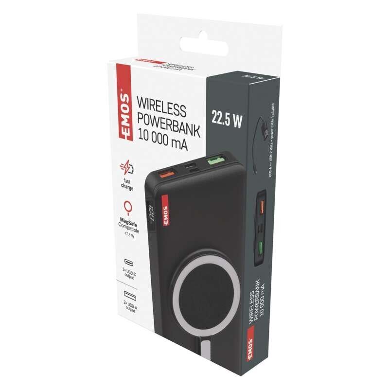 Kannettava laturi (PowerBank) EMOS 10000mAh USB, USB-C + langaton lataus hinta ja tiedot | Puhelimen laturit | hobbyhall.fi