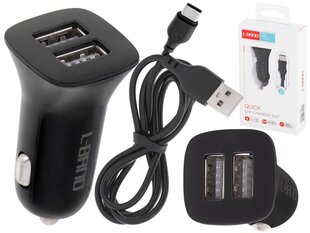Autolaturi L-Brno Dual USB + Type-C, musta hinta ja tiedot | Puhelimen laturit | hobbyhall.fi