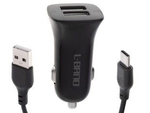 Autolaturi L-Brno Dual USB + Type-C, musta hinta ja tiedot | Puhelimen laturit | hobbyhall.fi