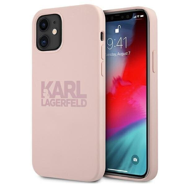 Karl Lagerfeld KLHCP12SSTKLTLP iPhone 12 mini 5.4 "Silicone Stack Logo pink / pink hinta ja tiedot | Puhelimen kuoret ja kotelot | hobbyhall.fi