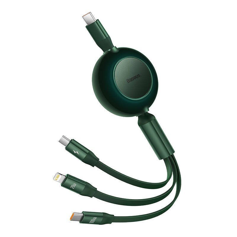 Baseus Bright Mirror 4, USB-C 3-in-1 cable for micro USB / USB-C / Lightning 100W / 3.5A 1.1m (Green) hinta ja tiedot | Puhelinkaapelit | hobbyhall.fi